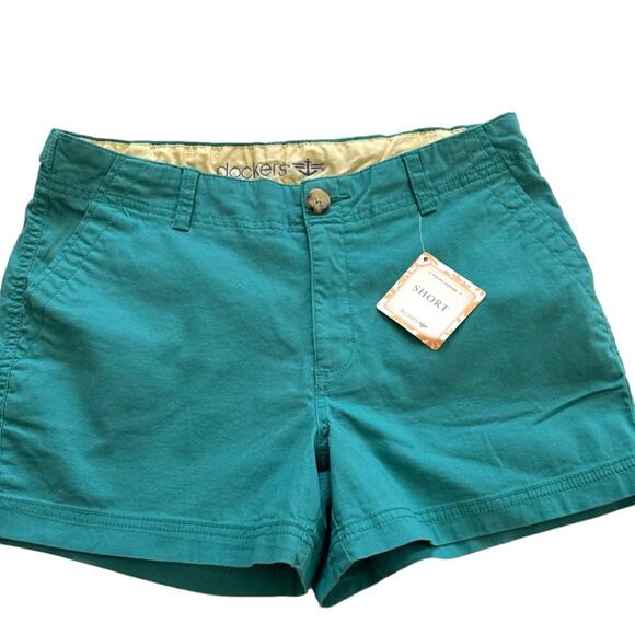 Dockers Women Green Mid Rise Chino Pockets 3” Everyday Shorts Size 10 NEW - Picture 13 of 13